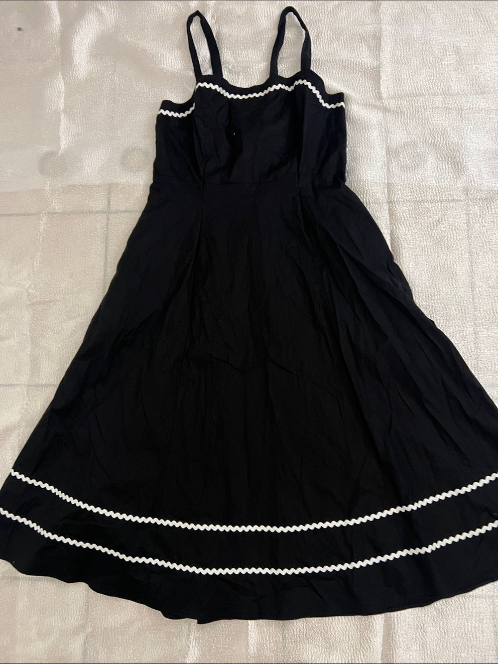 Black Midi Sundress with White Trim